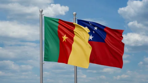 Samoa and Cameroon two flags Stock Footage 270214863