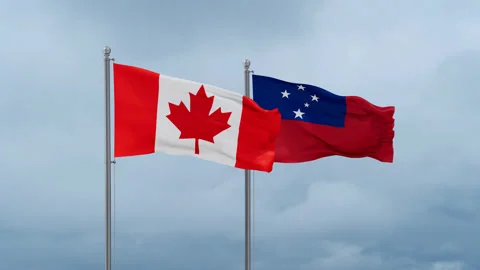 Samoa and Canada flag Stock Footage 252026552