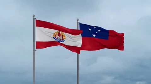 Samoa and French Polynesia flag Stock Footage 257442888