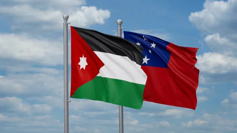 Samoa and Jordan two flags Stock Footage 270215479
