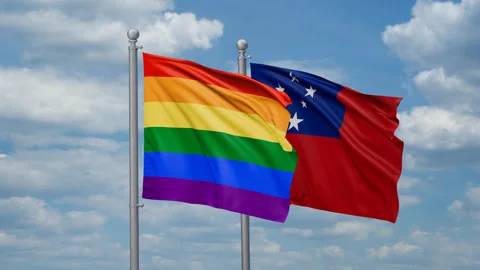 Samoa and LGBT movement two flags Stock Footage 269319599