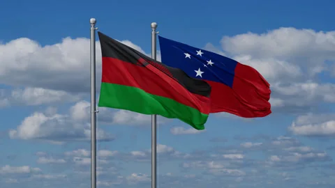 Samoa and Malawi two flags Stock Footage 287949239