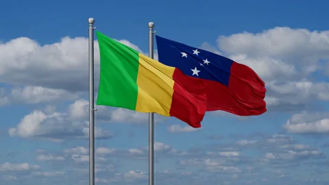 Samoa and Mali two flags Stock Footage 286426836