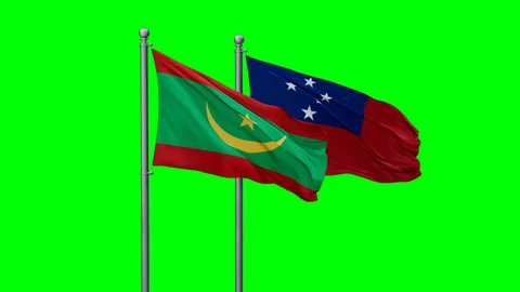 Samoa and Mauritania two flags Stock Footage 295178908
