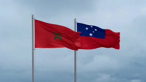 Samoa and Morocco flag Stock Footage 254071336