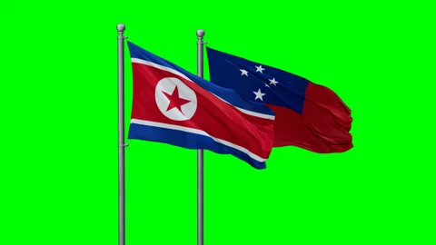 Samoa and North Korea two flags Stock Footage 295089302