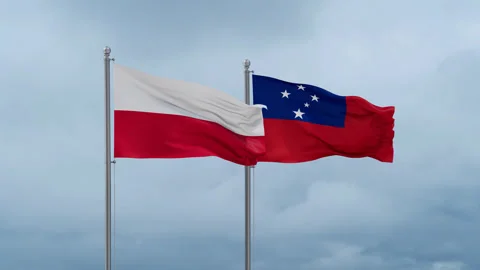 Samoa and Poland flag Video stock 252429330