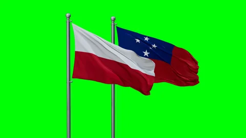 Samoa and Poland two flags Stock Footage 289655437