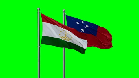 Samoa and Tajikistan two flags Stock Footage 295109447