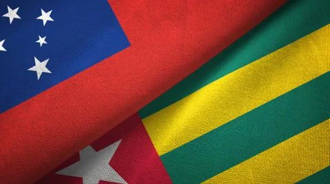 Samoa and Togo two flags textile cloth, fabric texture Stock Illustration