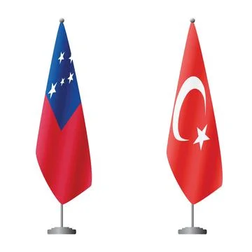 Samoa and Turkey flags on flagpoles for official ceremonies and meetings Stock Illustration
