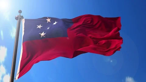 Samoa animated flag pack in 3D and green screen Stock Footage 119932016