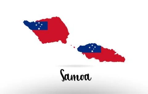 Samoa country flag inside map contour design icon logo Ilustração Stock