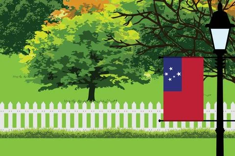 Samoa Day Trees Lamp Vector Illustration Illustrazione stock