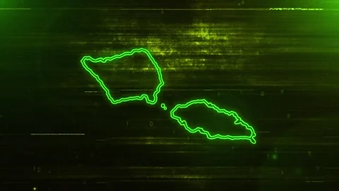 Samoa Digital Futuristic Glitch Map Stock Footage 333616138