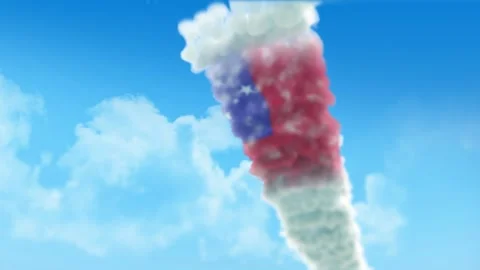 Samoa Flag 3D Render Animation Created with Colored Smoke Trails by Aircraft 스톡 동영상 332310561