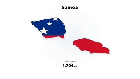Samoa - Flag And Land Area Statistics - Digital Graphics Stock Footage 342626532