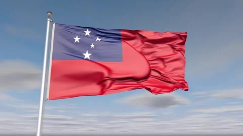 Samoa Flag Animation With Sky And Cloud Stock Footage 272844104