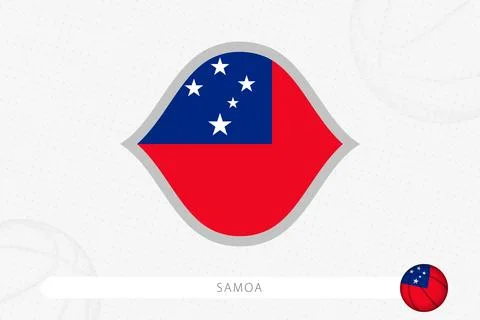 Samoa flag for basketball competition on gray basketball background. Stock Illustration