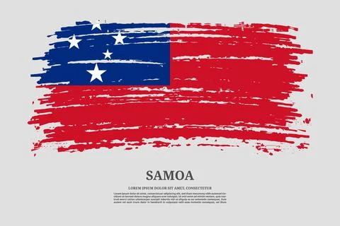 Samoa flag with brush stroke effect and information text poster, vector Stock Illustration