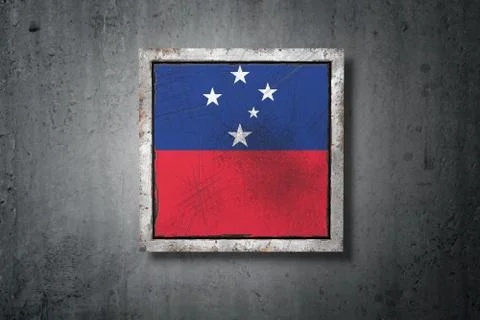 Samoa flag in concrete wall Stock Illustration