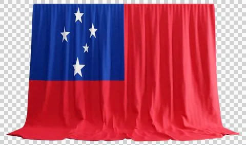 Samoa Flag Curtain in 3D Rendering called Flag of Samoa Stock Illustration