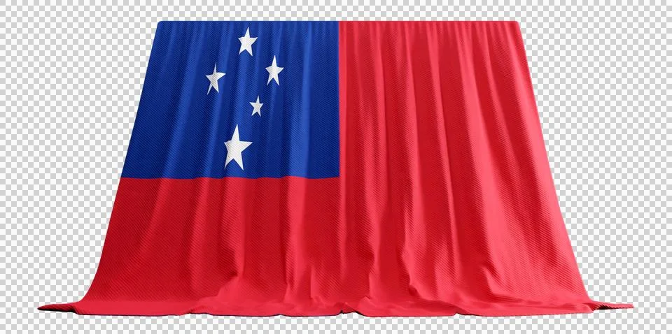 Samoa Flag Curtain in 3D Rendering called Flag of Samoa Stock Illustration