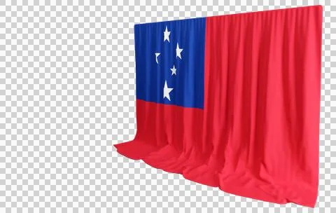 Samoa Flag Curtain in 3D Rendering called Flag of Samoa Stock Illustration