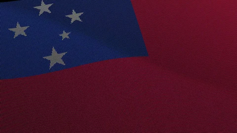 Samoa Flag Digital Particle Waving Seamless Loop Animation on Black Backgroun Stock Footage 339303441