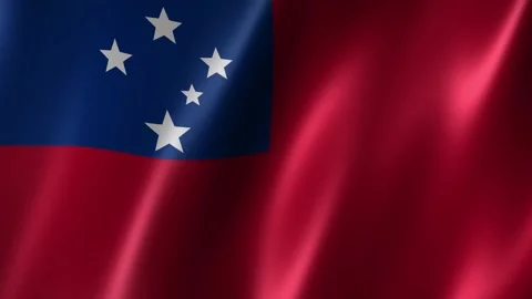 Samoa flag fluttering realistic satin texture close up with deep folds Vídeos de archivo 348690760