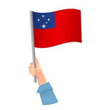 Samoa flag in hand icon Stock Illustration