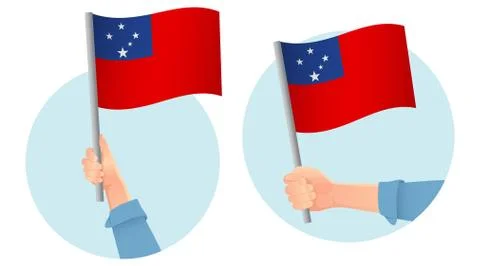 Samoa flag in hand icon Illustrazione stock