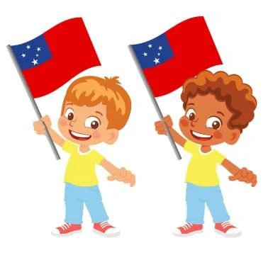 Samoa flag in hand set Stock Illustration