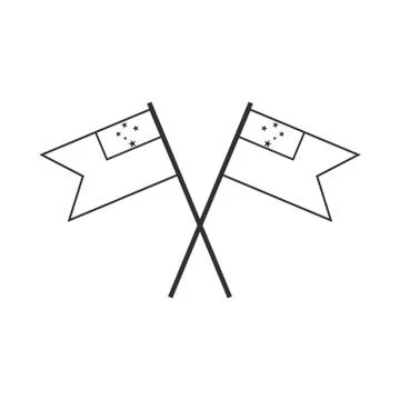 Samoa flag icon in black outline flat design Stock Illustration