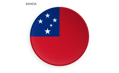 SAMOA flag icon in modern neomorphism style. Button for mobile application or Stock Illustration