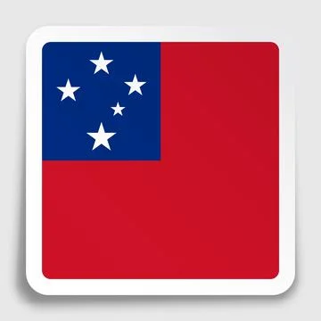 Samoa flag icon on paper square sticker with shadow. Button for mobile applic Stock Illustration