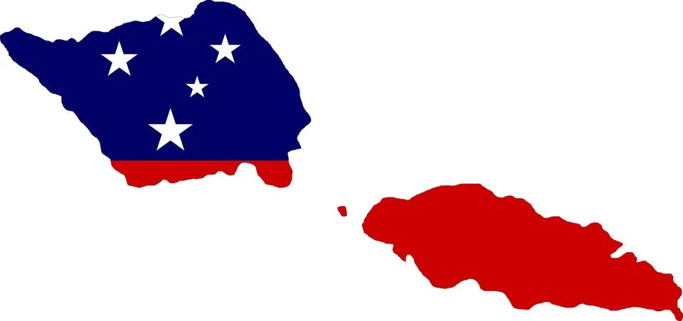 Samoa Flag in Map, Samoa Map with Flag, Nation Flag of Samoa, Samoa map Stock Illustration