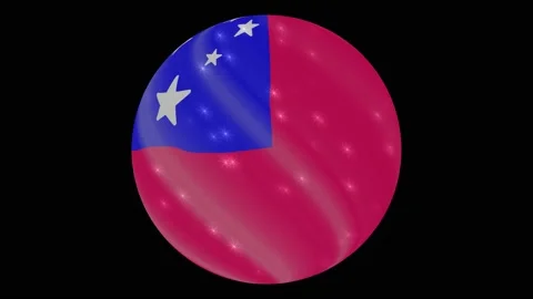 Samoa flag in a round ball rotates. Flicker and shine. Animation loop Stock Footage 145799842