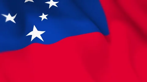 Samoa Flag Seamless Loop 4k 60fps on Sky Background Stock Footage 340342065