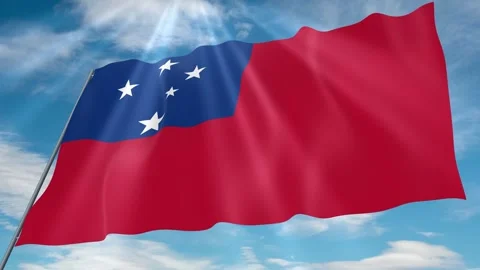 Samoa Flag Seamless Loop 4k 60fps on Sky Background Stock Footage 341765625