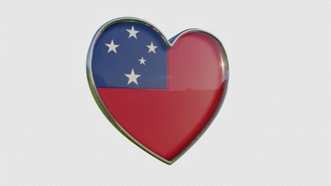 Samoa Flag in the Shape of 3D Heart. Stock Footage 139513583