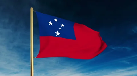 Samoa flag slider style. Waving in the win with cloud background animation Stock-Footage 48598397