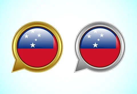 Samoa flag speech bubble. Speaking flag icon in gold and silver color Illustrazione stock