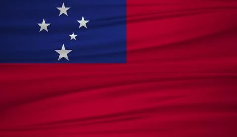 Samoa flag vector. Vector flag of Samoa blowig in the wind. EPS 10. Stock Illustration