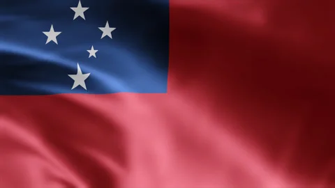Samoa flag is waving 3D seamless loop animation footage 4k. Stock Footage 256302660