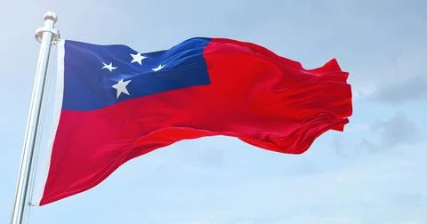 Samoa flag waving 4k Stock Photos