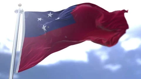 Samoa flag waving against the sky Vídeo Stock 167308639