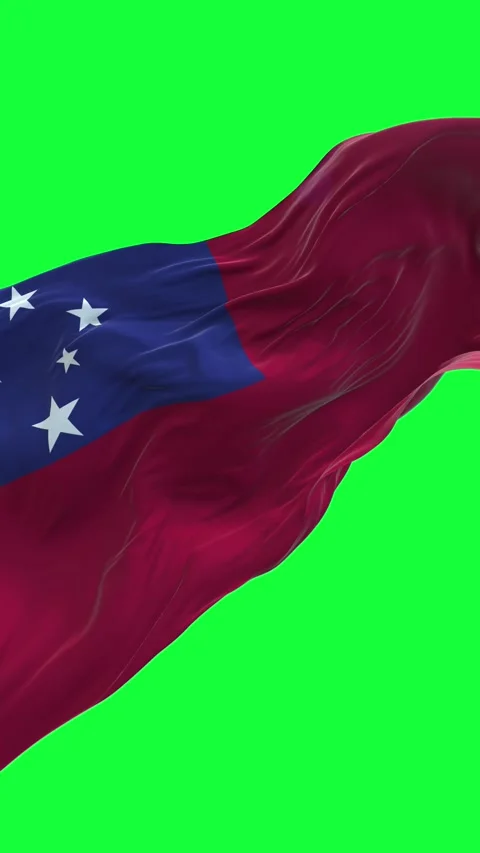 Samoa flag - waving flag on green screen background for chroma key Stock Footage 293725038