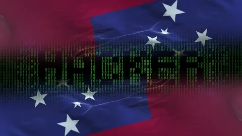 Samoa flag - Waving flag on matrix binary code background Stock Footage 321420529