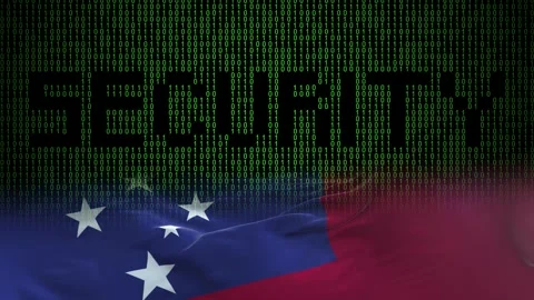 Samoa flag - Waving flag on matrix binary code background Stock Footage 321422534